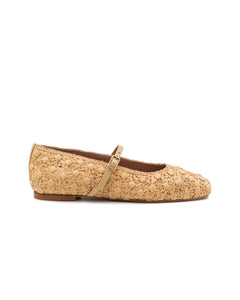 Dalia Flower Raffia with Strap Ballerina in Natura Raffia