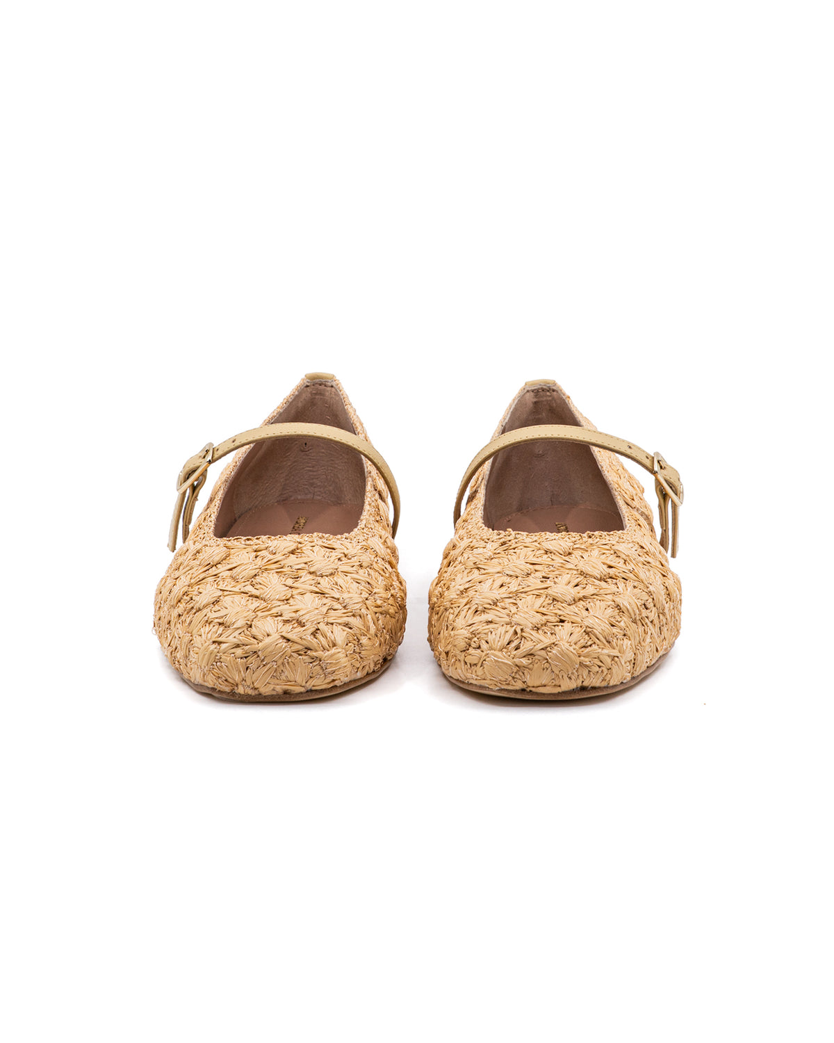Dalia Flower Raffia with Strap Ballerina in Natura Raffia