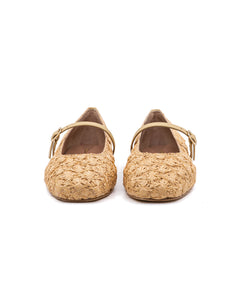 Dalia Flower Raffia with Strap Ballerina in Natura Raffia