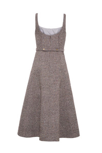 Dalia Midi Dress in Carlson Tweed Brown/Beige