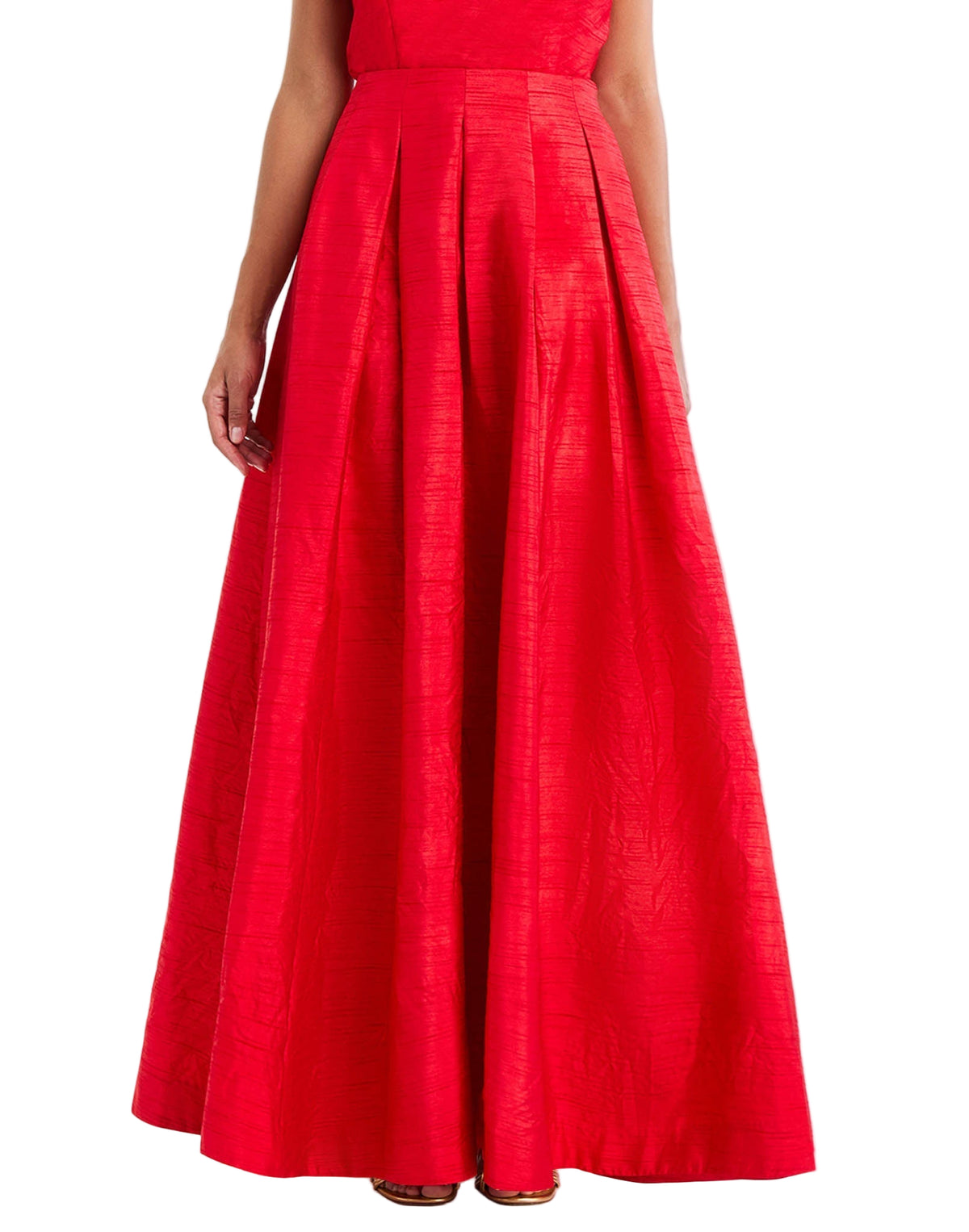 Daphne Ball Skirt in Rose Red front – evening ball skirt with voluminous box pleats, side seam pockets, and full lining by Mestiza New York.