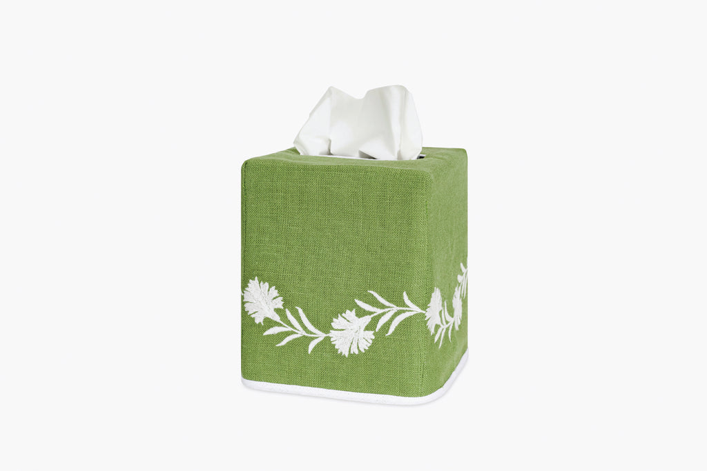 Daphne Tissue Box Cover in Grass/White