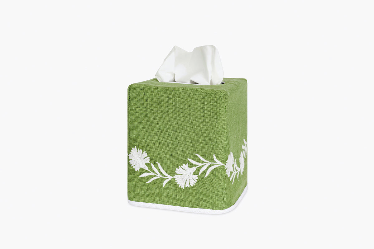 Daphne Tissue Box Cover in Grass/White