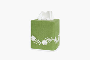 Daphne Tissue Box Cover in Grass/White