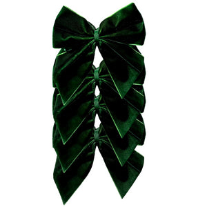 Dark Green Bow Velvet Napkin Ties, Set of 4