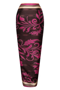 De La Falaise Cotton Silk Sarong in Fuchsia Flowers