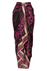 De La Falaise Cotton Silk Sarong in Fuchsia Flowers