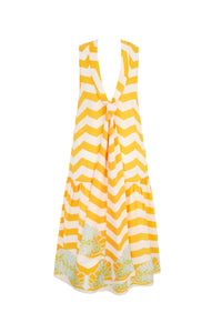 Decades Dress in Yellow Chevron