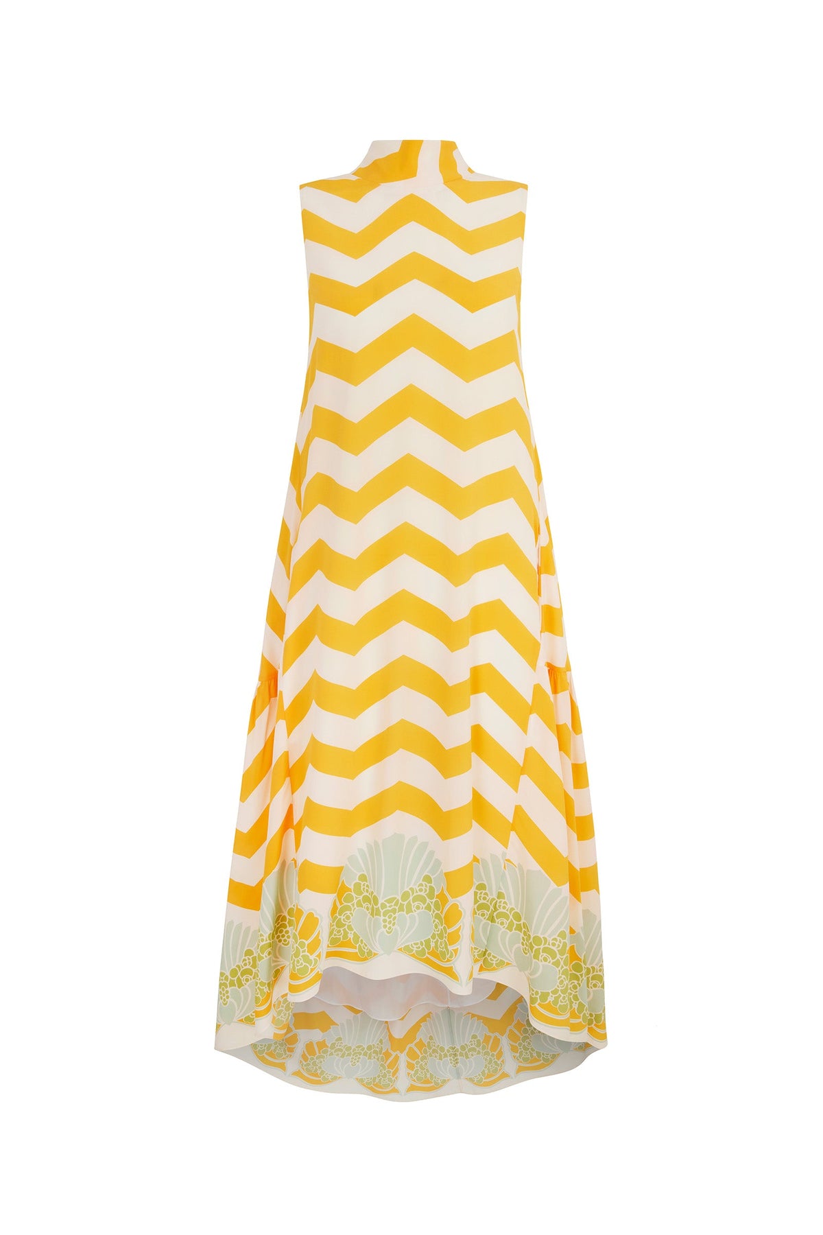 Decades Dress in Yellow Chevron