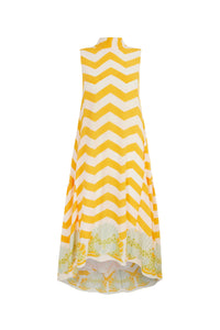 Decades Dress in Yellow Chevron