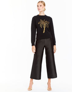 Delilah Palm Sweater in Black/Gold