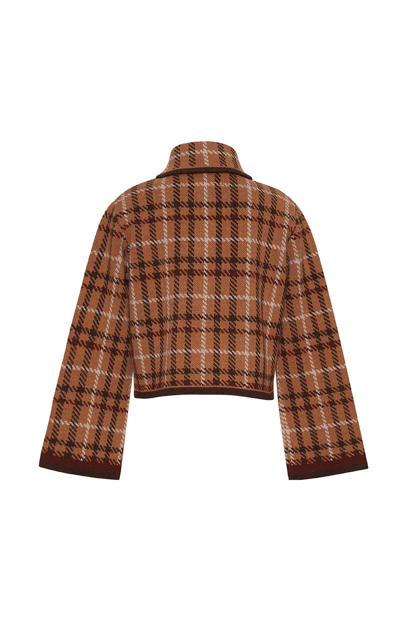 Delilah Cardigan in Camel Check