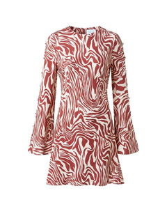 Demi Dress in Redwood/Cream Multi
