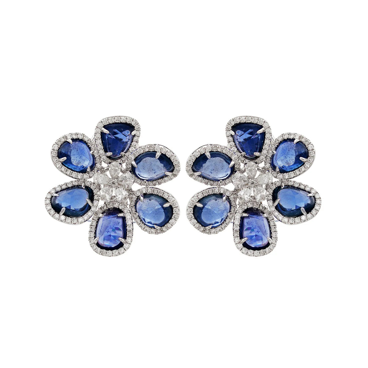 Desert Blooms Mariposa Blue Sapphire Stud Earrings