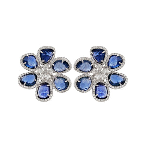 Desert Blooms Mariposa Blue Sapphire Stud Earrings