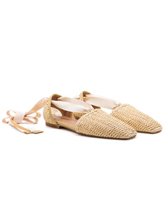 Desi Raffia Flat in Natura Raffia