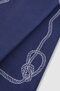 Bowline Linen Placemat in Navy with White
