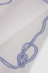 Bowline Linen Placemat in White with Navy