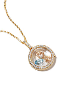 Diamond Locket on Adjustable Rolo Gold Chain