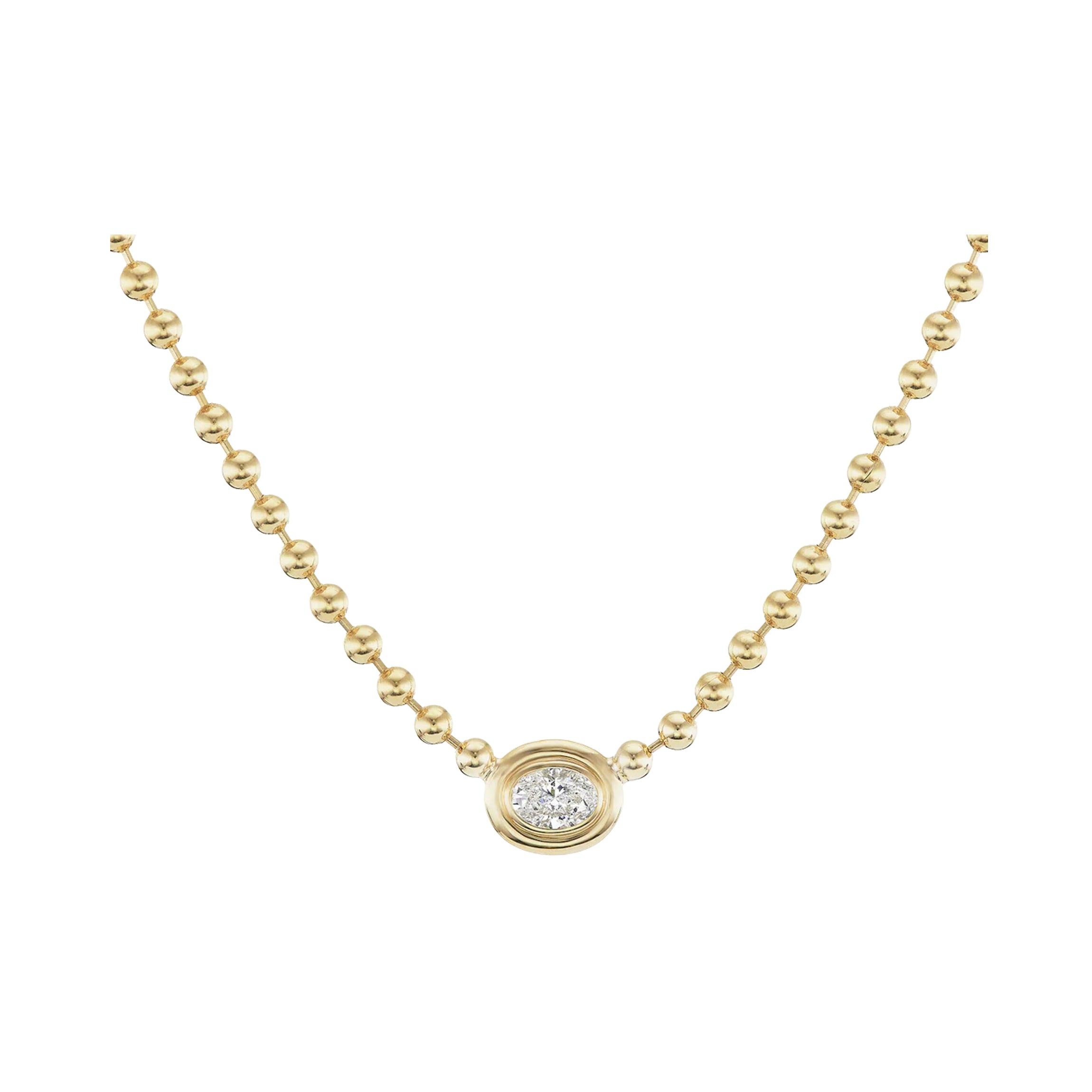 Diamond Oval Double Bubble Bezel Necklace
