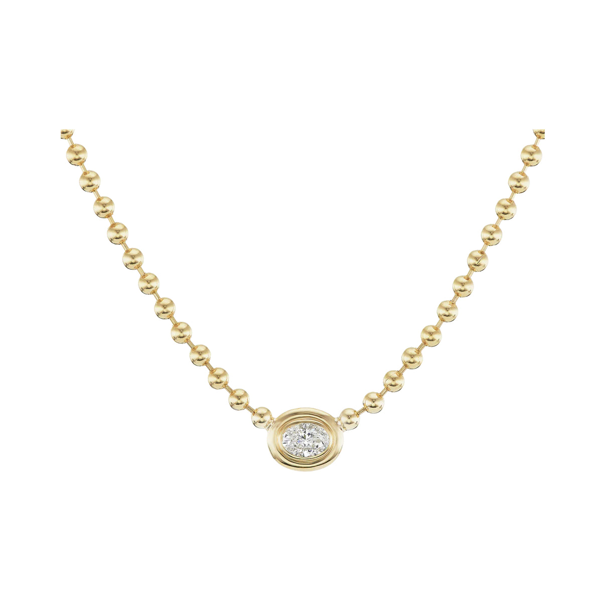 Diamond Oval Double Bubble Bezel Necklace