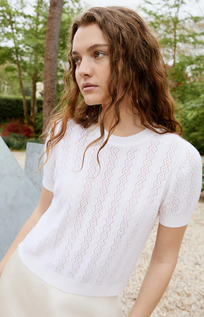 Diane Knit Top in Cream