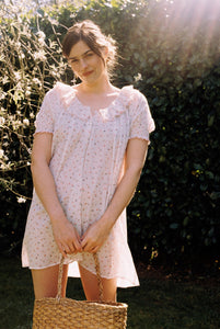 Dillie Cotton Nightdress in Pink Cornflower
