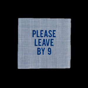 "Please Leave By 9" Disposable Napkins in Blue Linen, Set of 20