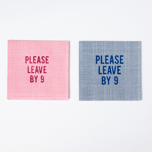 "Please Leave By 9" Disposable Napkins in Pink Linen, Set of 20