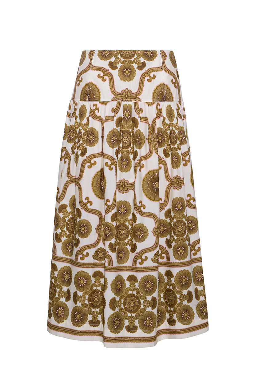 Diya Skirt in Mod Floral Olive