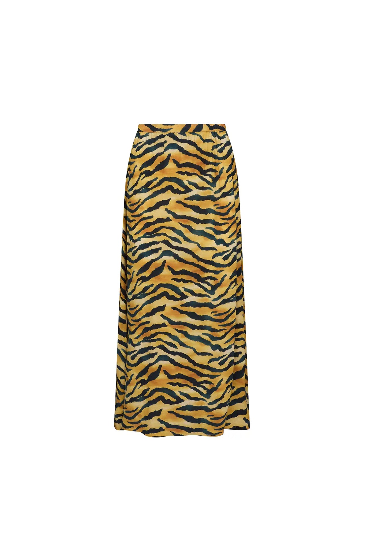 The Suki Skirt is in tiger print this season, with fitted pencil silhouette and easy pull-on design