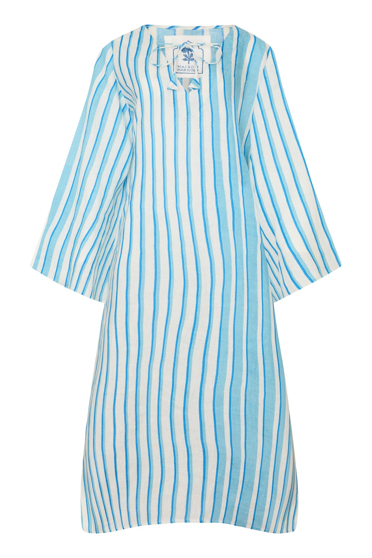 Doha Caftan in Aqua Stripe