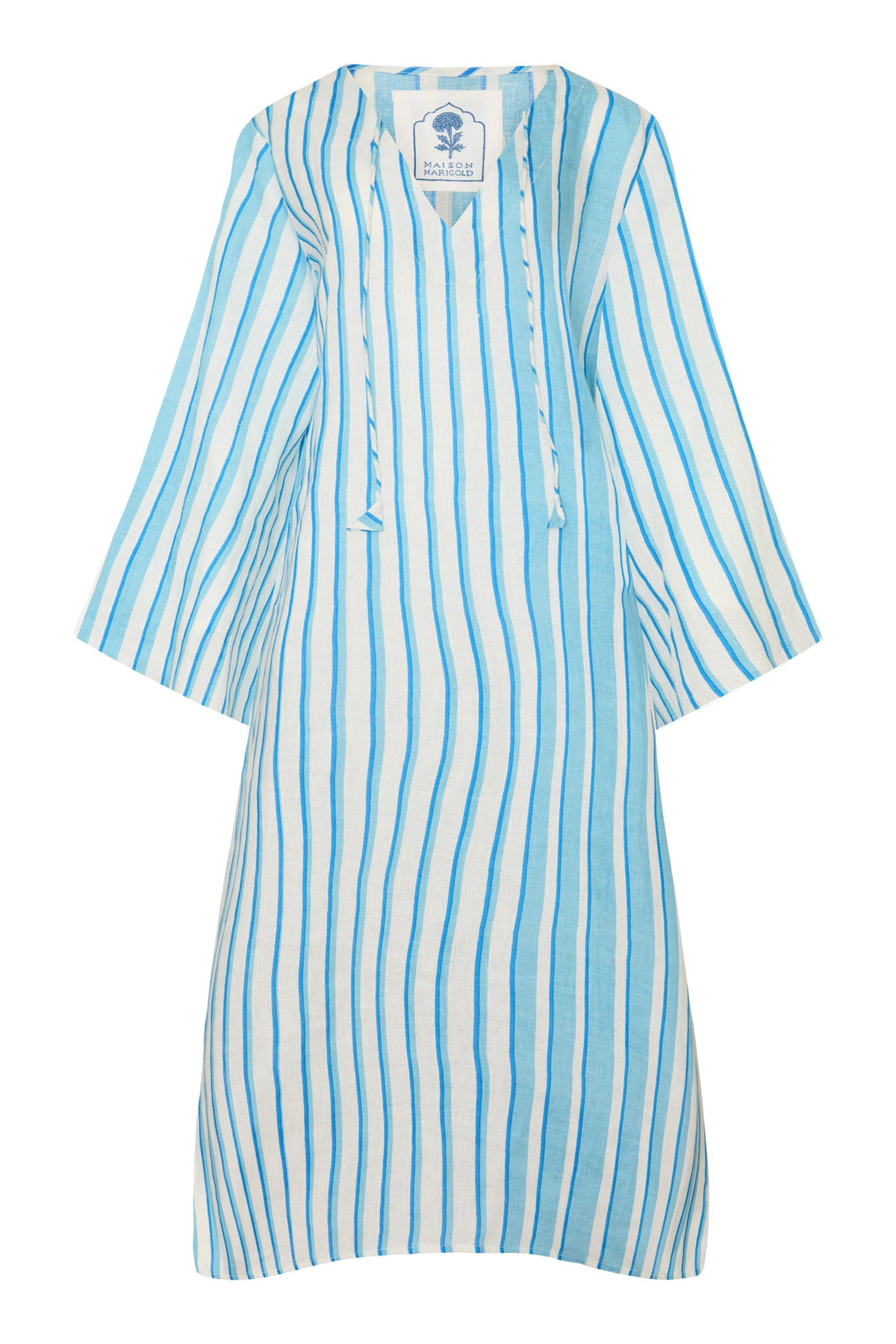Doha Caftan in Aqua Stripe