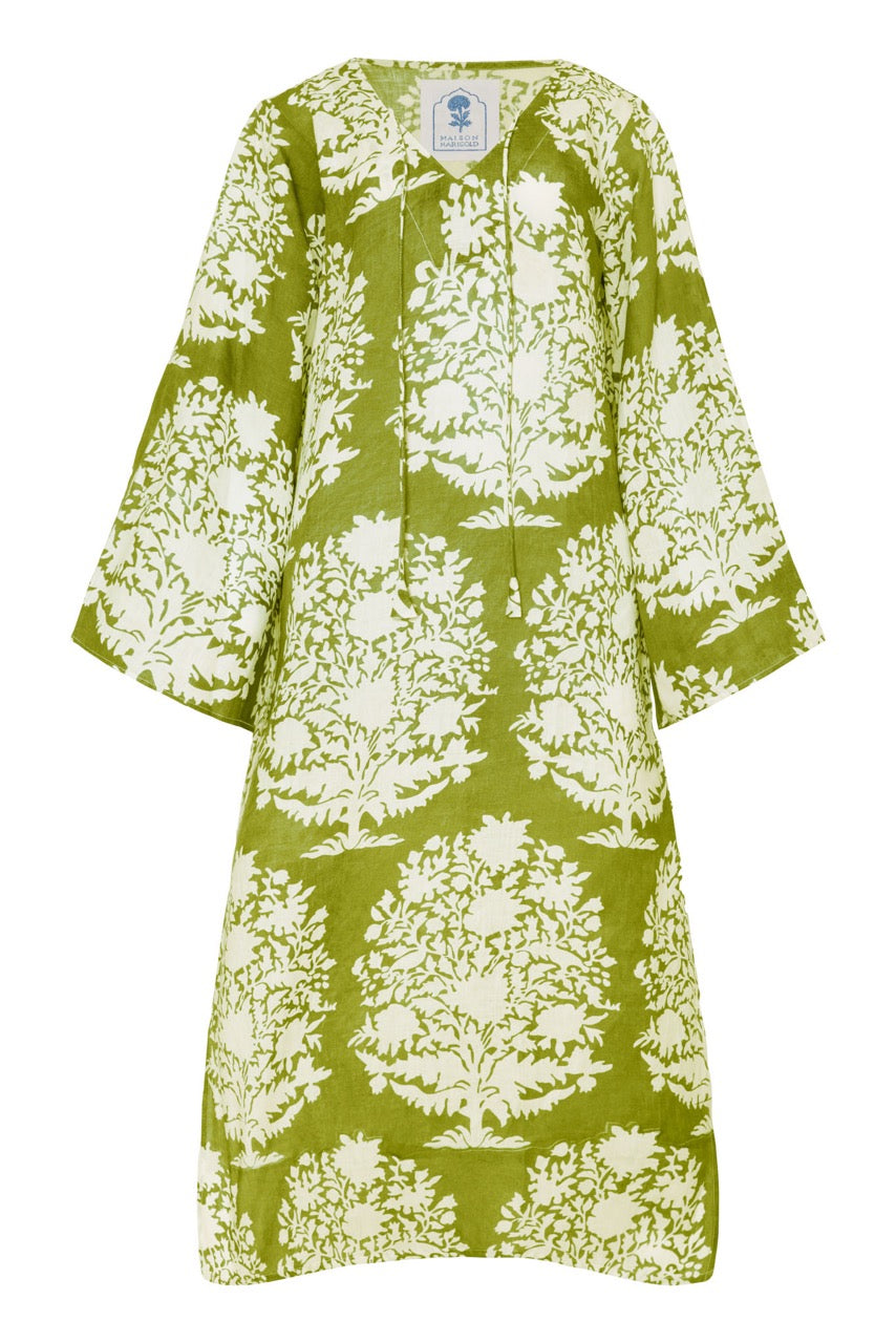 Doha Caftan in Green Bouquet