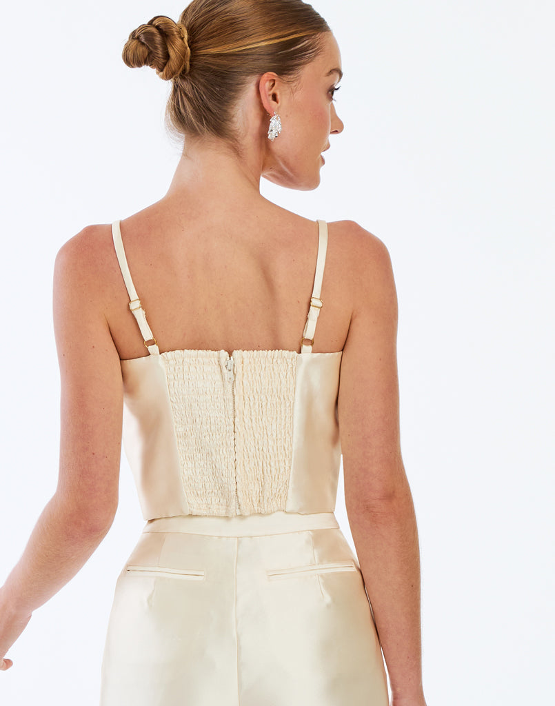 Dominique Flower Top in Ivory