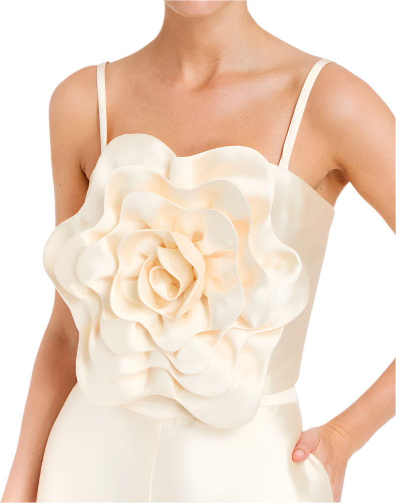 Dominique Flower Top in Ivory
