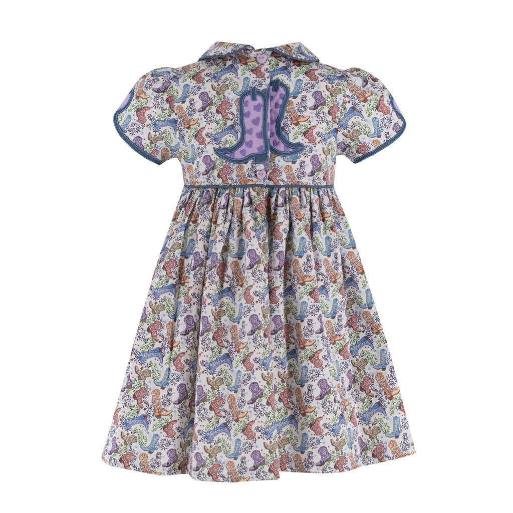 Sarita Girl Dress in Boots Print