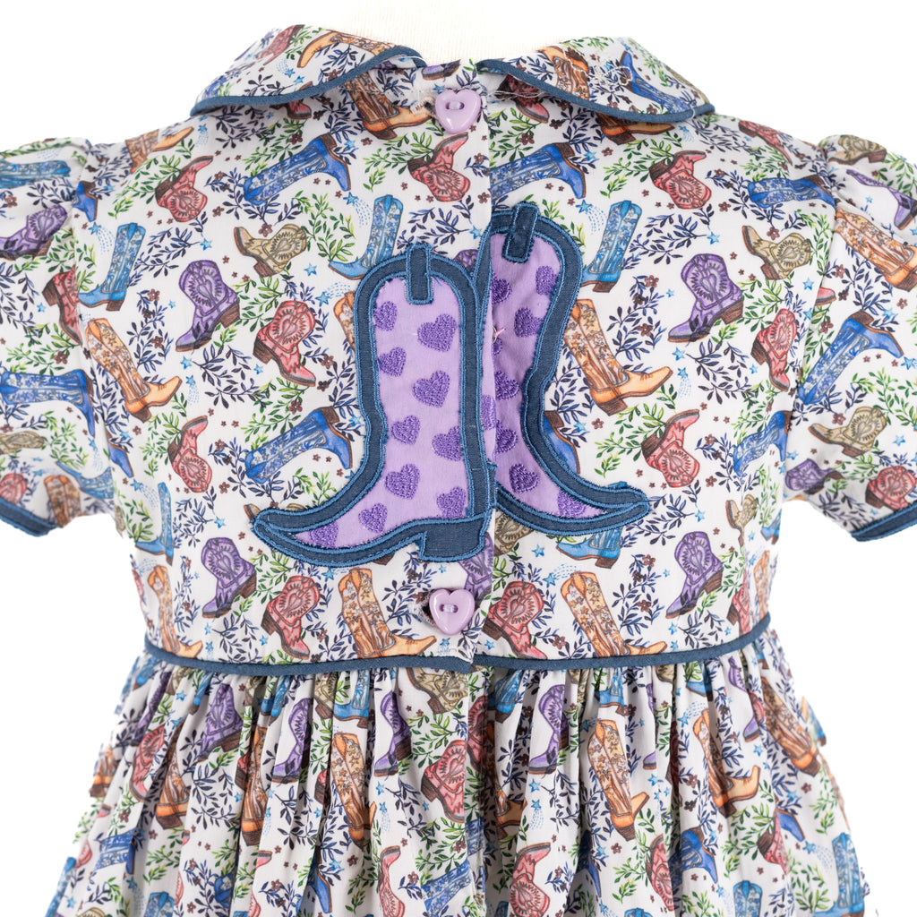 Sarita Girl Dress in Boots Print