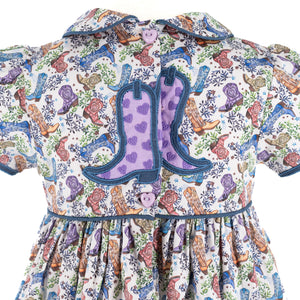 Sarita Girl Dress in Boots Print