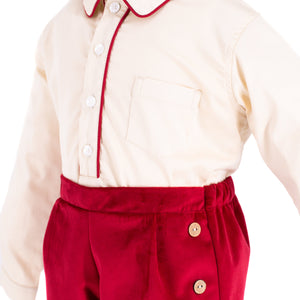 Hayden Long Sleeve Boy Set in Red Velvet