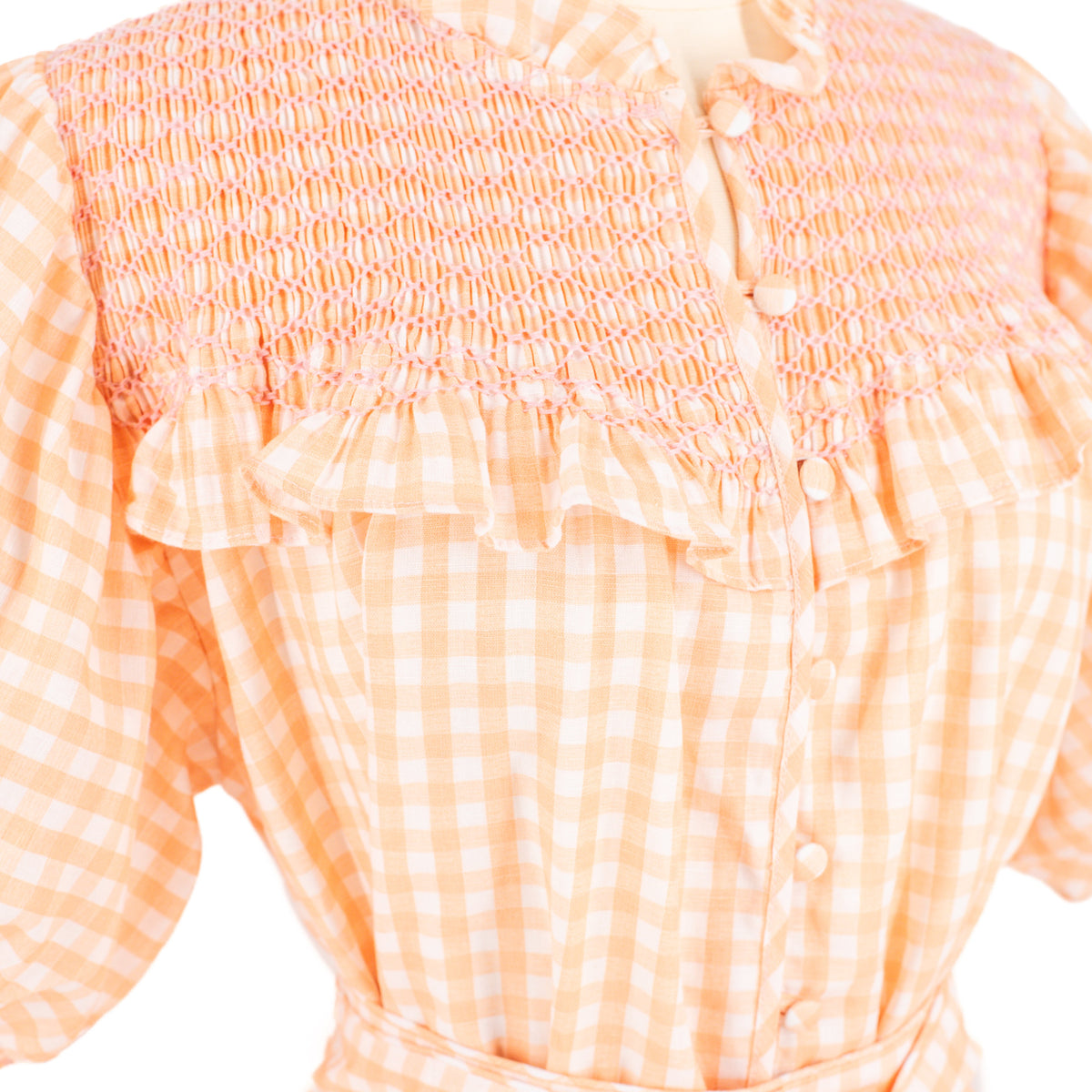 Women’s Gen Dress - Peach Gingham/ Pink