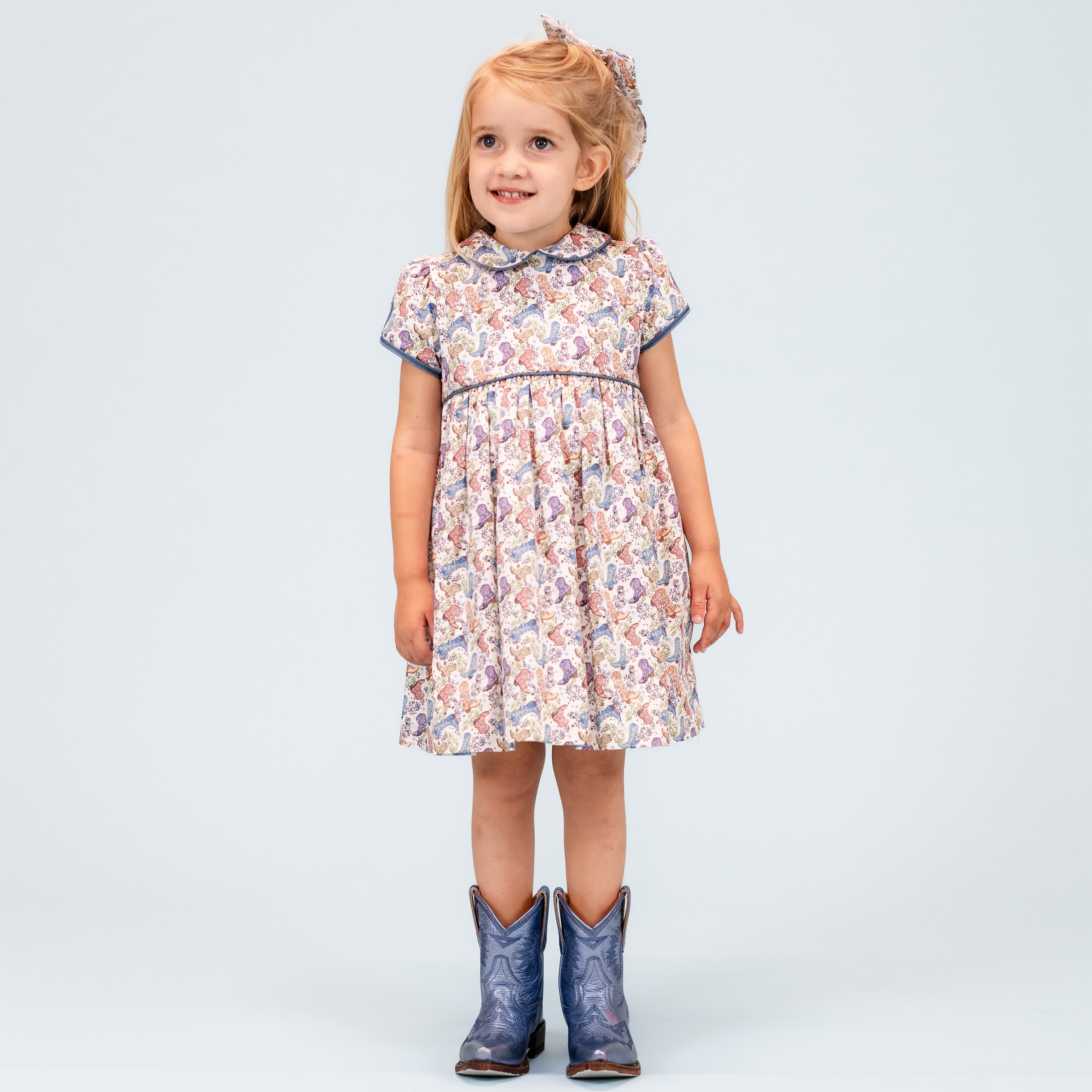 Sarita Girl Dress in Boots Print
