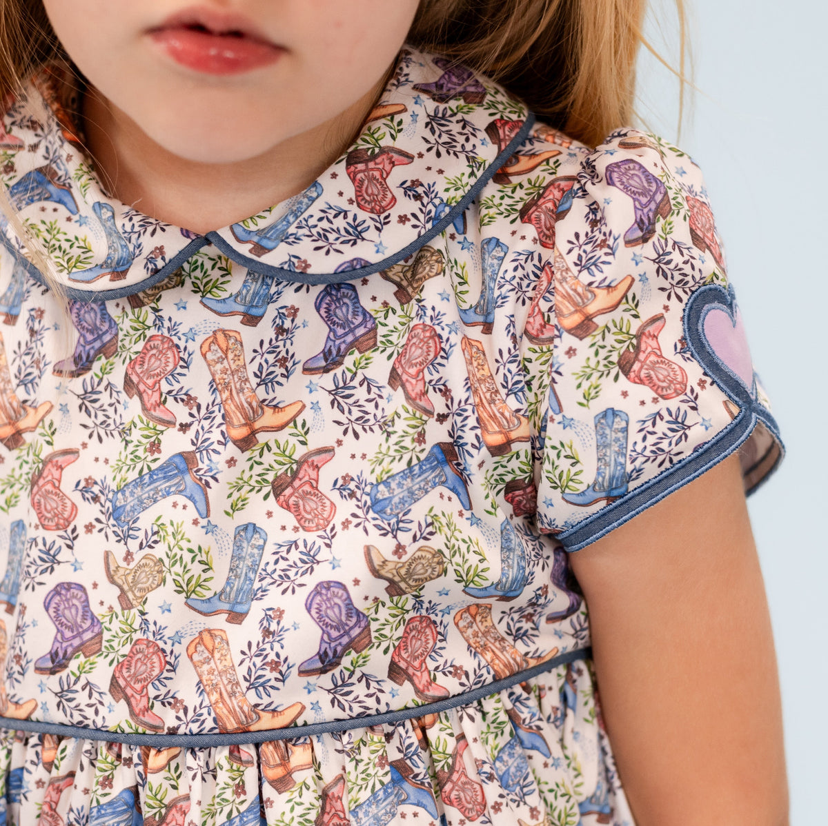 Sarita Girl Dress in Boots Print