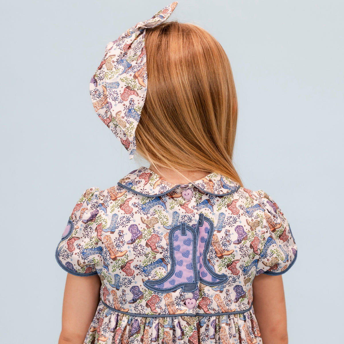 Sarita Girl Dress in Boots Print