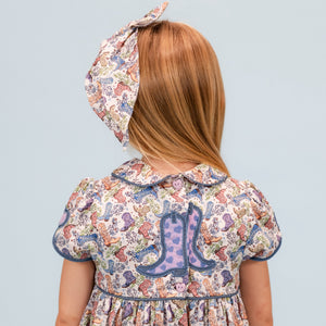 Sarita Girl Dress in Boots Print