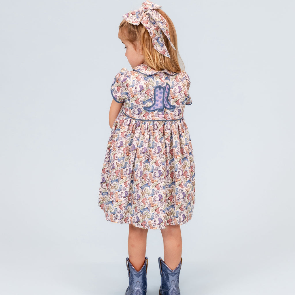 Sarita Girl Dress in Boots Print