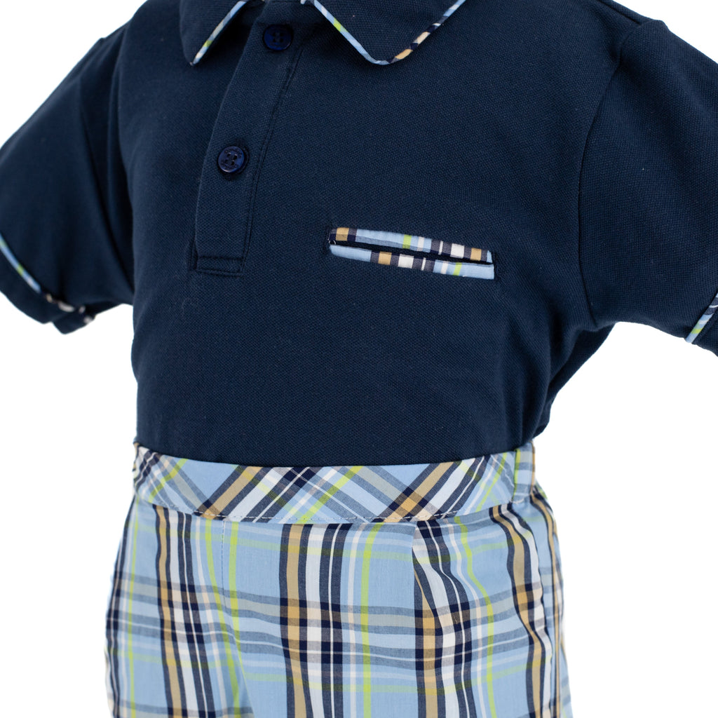 William Boy Polo Set in Blue Plaid