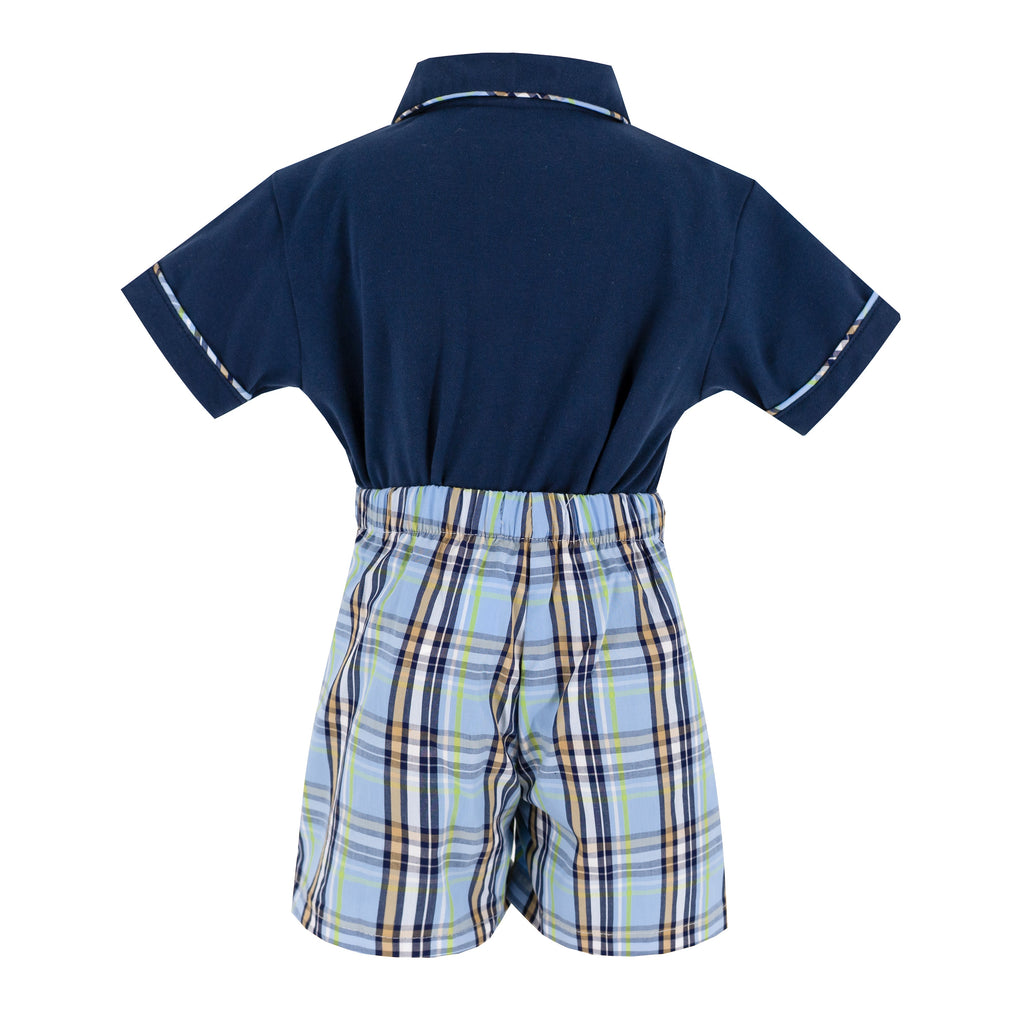 William Boy Polo Set in Blue Plaid