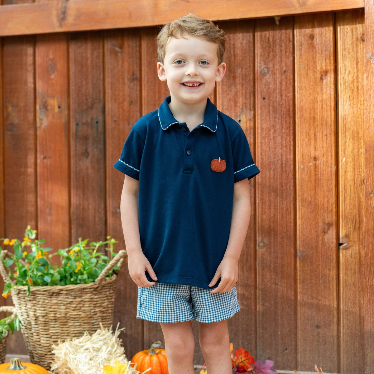 William Boy Polo Set in Classic Gingham Pumpkin