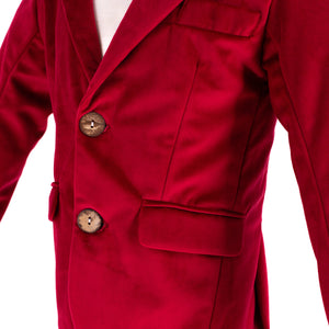 Hayden Boy Blazer in Red Velvet